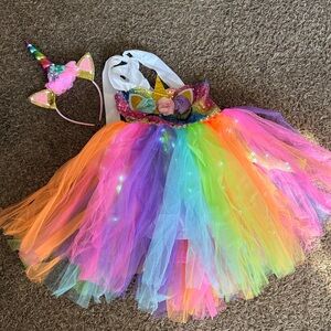 Colorful Unicorn Lightup Dress with Rainbow Tulle